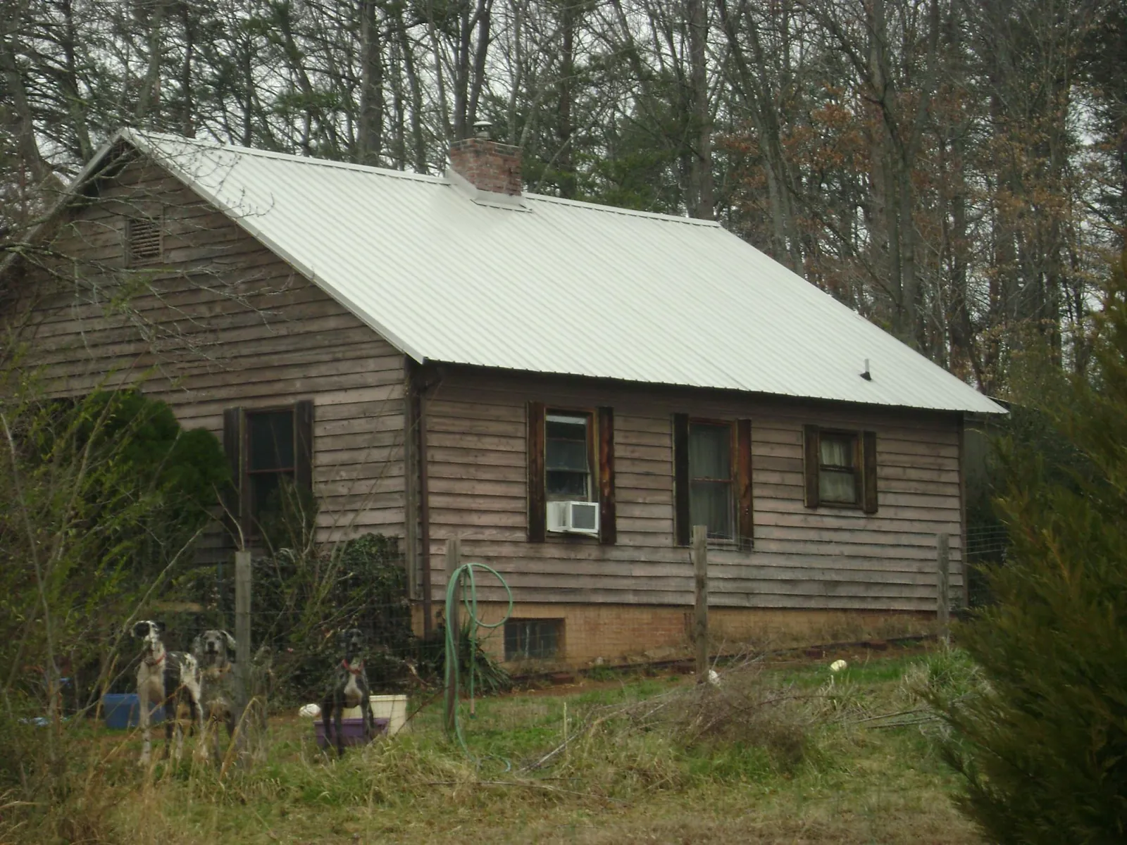White metal roof on an old wood sided farmhouse, from a Asphalt Shingle Roof Repair job in East Montpelier